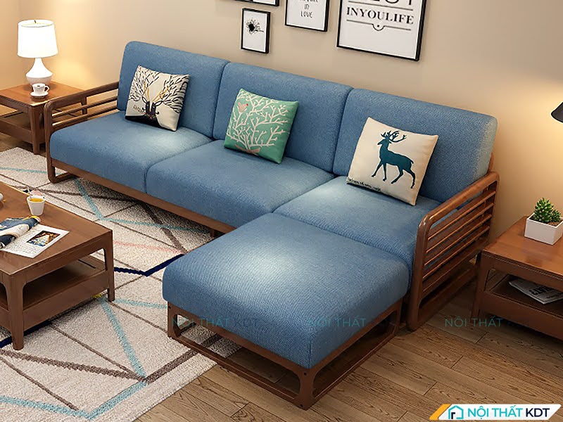 Mẫu sofa gỗ góc chữ L S175- V3 có thiết kế tối giản