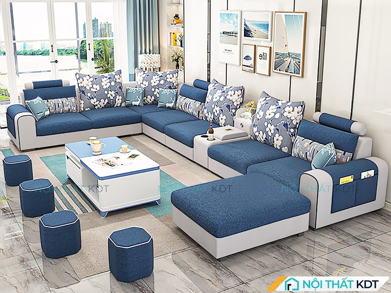 Mẫu sofa nỉ góc chữ U S27U nổi bật với thiết kế hiện đại