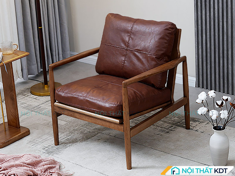 Ghế đơn sofa gỗ với chất liệu vải da S82 của của Nội thất KDT
