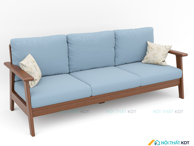 Mẫu sofa văng gỗ S260-V có màu xanh da trời tươi mát