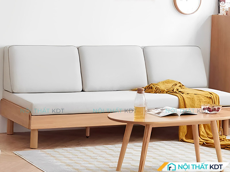 Sofa gỗ không tay vịn nhỏ gọn S193 cho phòng khách 