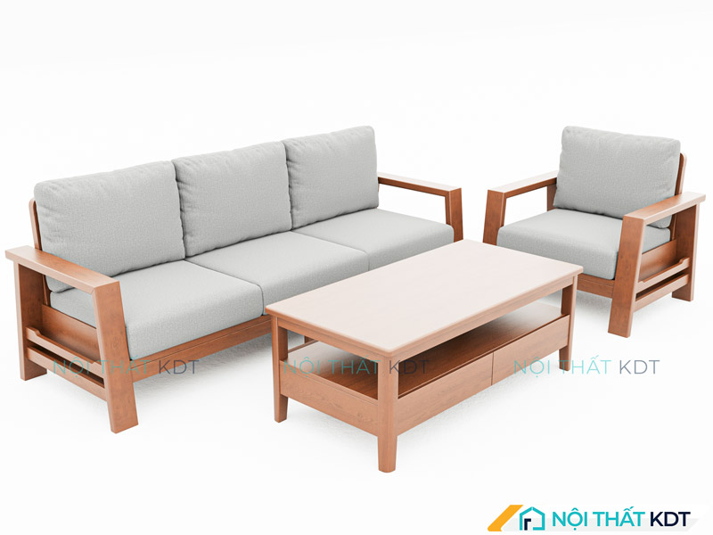 Với kiểu dáng vuông vức, sofa gỗ S189 phù hợp kê sát tường, tối ưu diện tích không gian sống