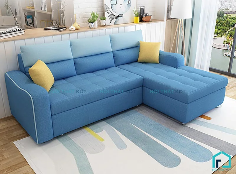 Phối ghế sofa màu xanh dương với các sắc thái đậm, nhạt