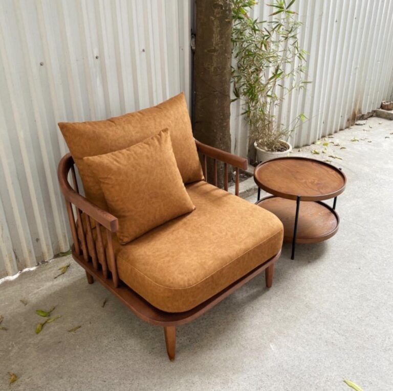 Ghế Sofa Fly Đơn tông màu nâu be gỗ thời thượng 