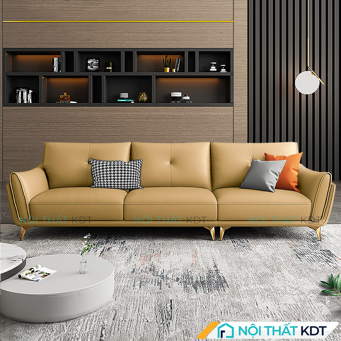Ghế sofa màu vàng S202 dễ dàng vệ sinh, chống trầy xước