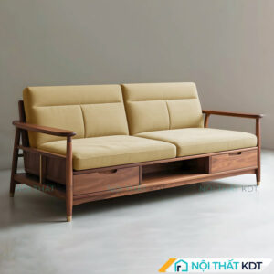 Sofa gỗ nhỏ gọn có ngăn kéo S470