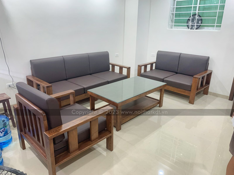Bộ 3 ghế sofa gỗ sồi 1-2-3 phong cách Nhật S300 của Nội thất KDT