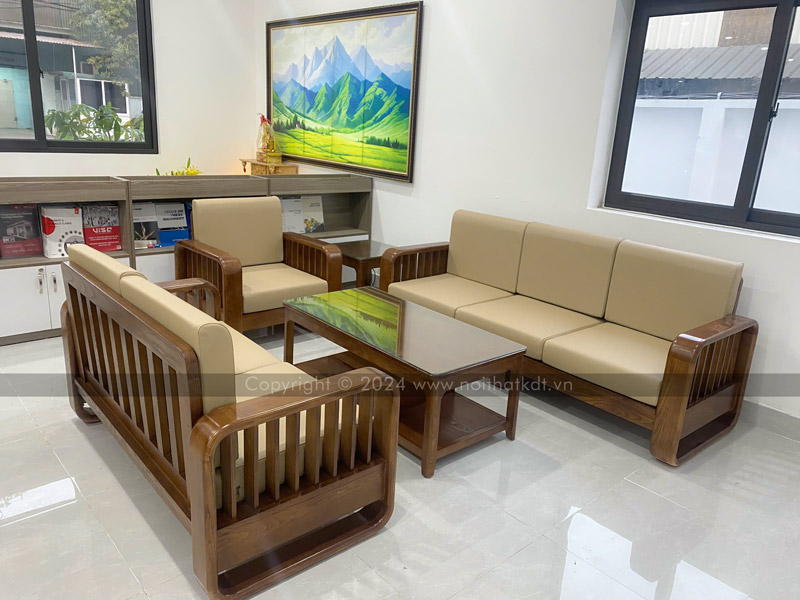 Bộ 3 ghế sofa gỗ sồi nan đứng S274 của Nội thất KDT