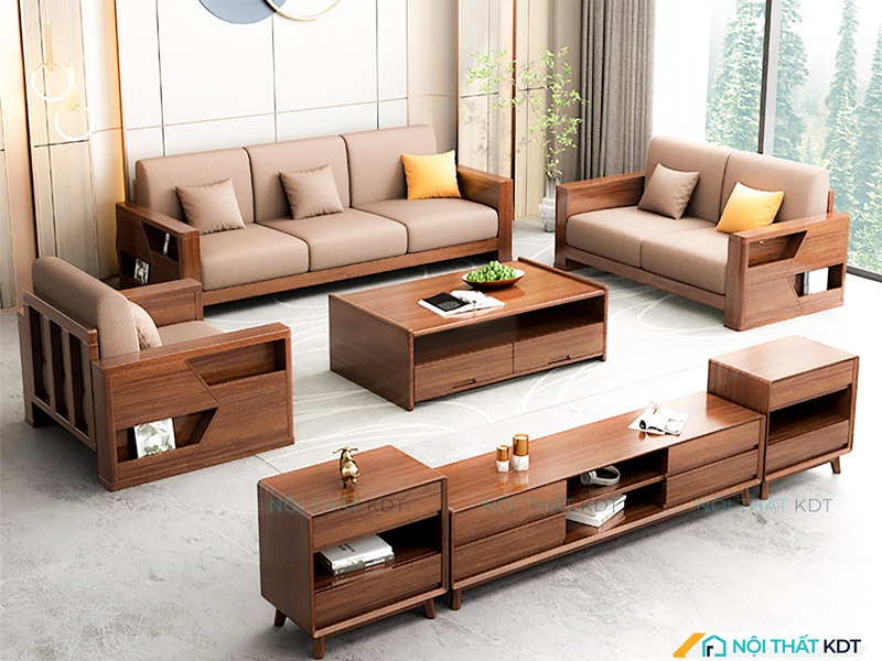 Bộ 3 sofa gỗ đơn giản độc đáo S338 của Nội thất KDT
