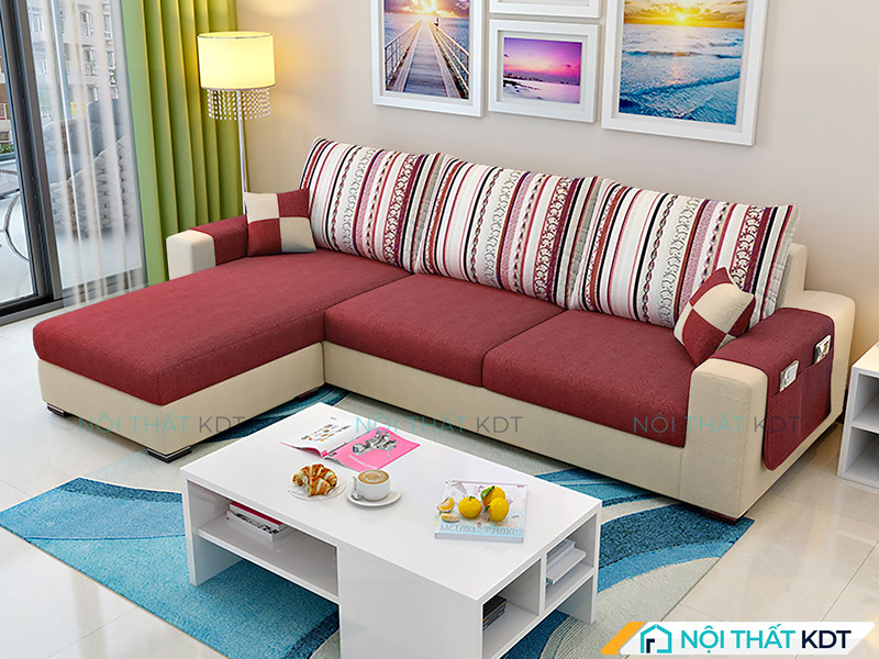 Bộ ghế sofa bọc nỉ góc L 3 chỗ thông minh mã S23 của Nội thất KDT