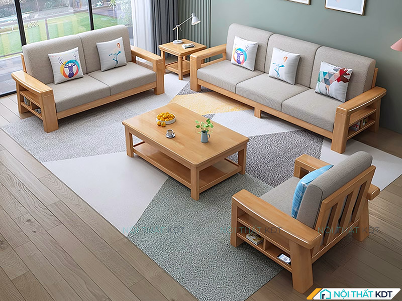 Bộ ghế sofa gỗ sồi phòng khách S332 của Nội thất KDT