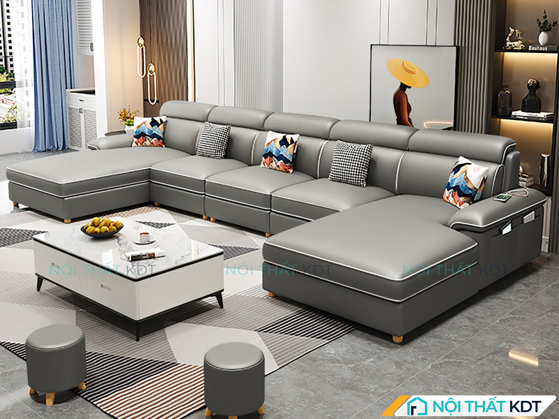 Bộ ghế sofa hợp mệnh Kim màu xám S36U của Nội thất KDT