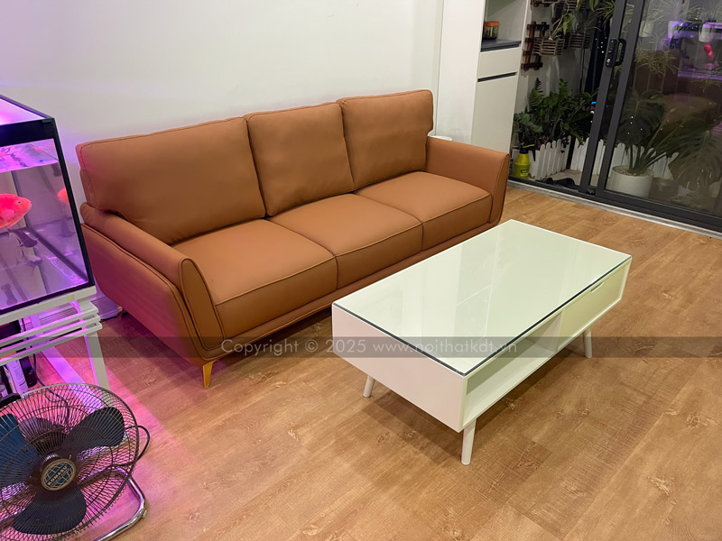 Bộ ghế sofa nhỏ văng da 3 chỗ ngồi sang trọng hiện đại S202 của Nội thất KDT
