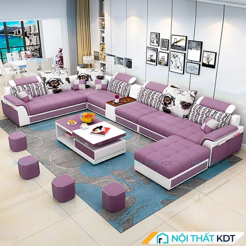 Bộ ghế sofa nỉ chữ U S30U sang trọng hiện đại, tạo điểm nhấn màu sắc cho không gian sống