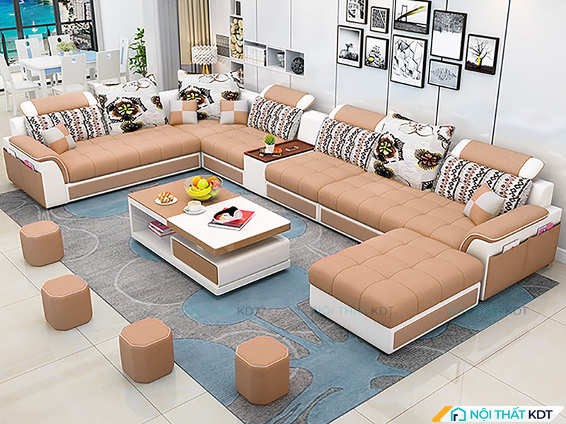 Bộ ghế sofa nỉ chữ U sang trọng hiện đại S30U của Nội thất KDT
