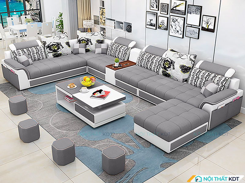 Bộ ghế sofa nỉ chữ U sang trọng hiện đại S30U của Nội thất KDT