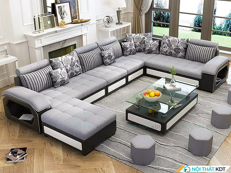 Bộ ghế sofa phòng khách vải nỉ cao cấp chữ U mã S29U của Nội thất KDT