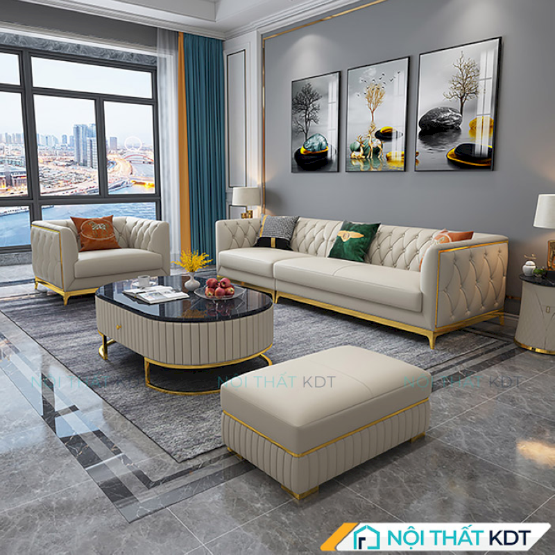 Bộ ghế sofa trắng cổ điển S179 của Nội thất KDT