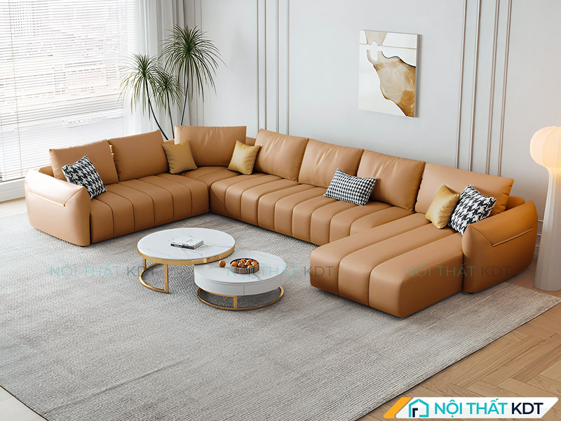 Bộ sofa dài màu cam hợp mệnh Hỏa S218-U của Nội thất KDT
