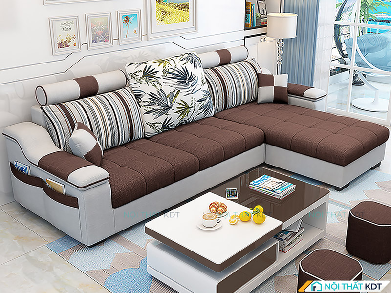 Bộ sofa nỉ góc L đẹp hiện đại cho phòng khách S39 của Nội thất KDT