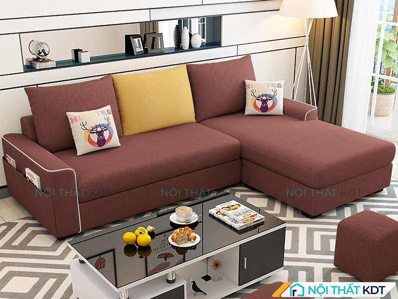 Bộ sofa nỉ phòng khách góc L 3 chỗ ngồi mã S23A của Nội thất KDT