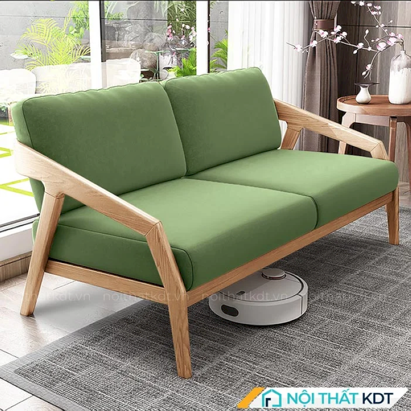 Bộ sofa văng gỗ tay vịn liền tựa S177A thiết kế gọn gàng, tiện dụng, kiểu dáng đơn giản, phù hợp với căn hộ hiện đại, tinh tế mà vẫn ấm cúng