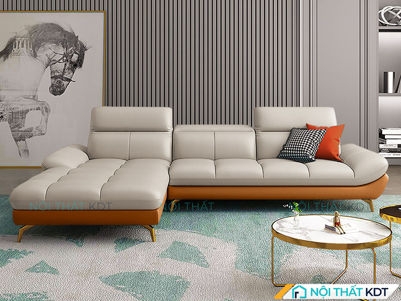 Ghế sofa dài S199 da kem của Nội thất KDT