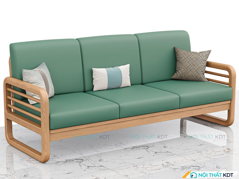 Ghế sofa gỗ màu xanh lá cây dáng văng S175-V3 của Nội thất KDT