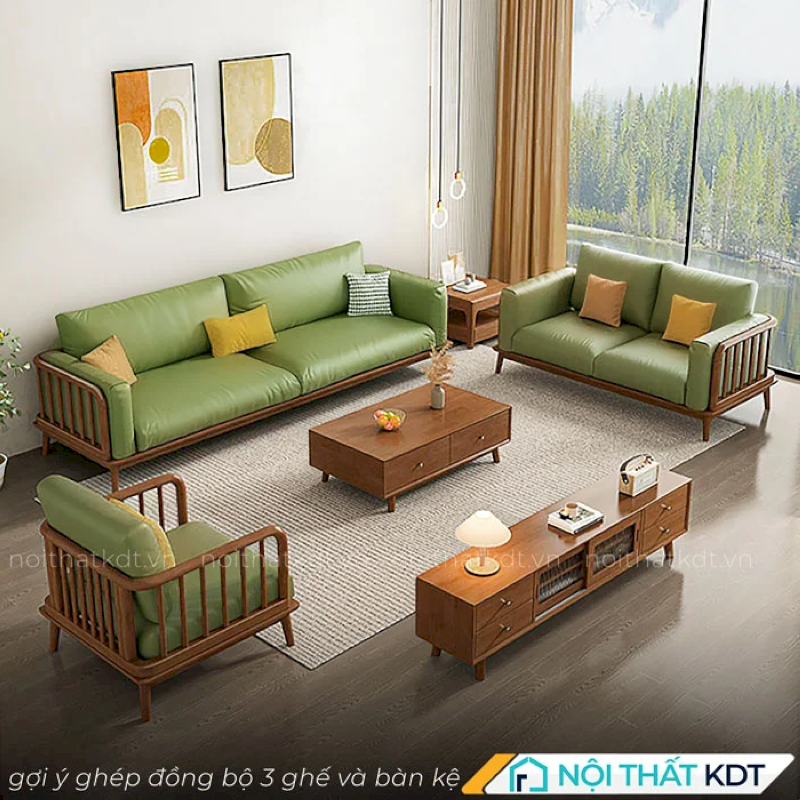 Ghế sofa gỗ sồi nan dọc S267 của Nội thất KDT