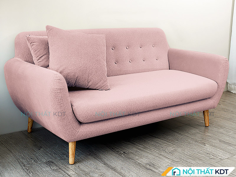 Ghế sofa màu hồng nhẹ văng nhỏ gọn vintage S24 của Nội thất KDT