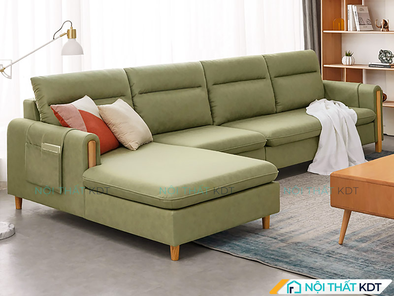 Ghế sofa màu xanh lá cây góc chữ L S408 của Nội thất KDT