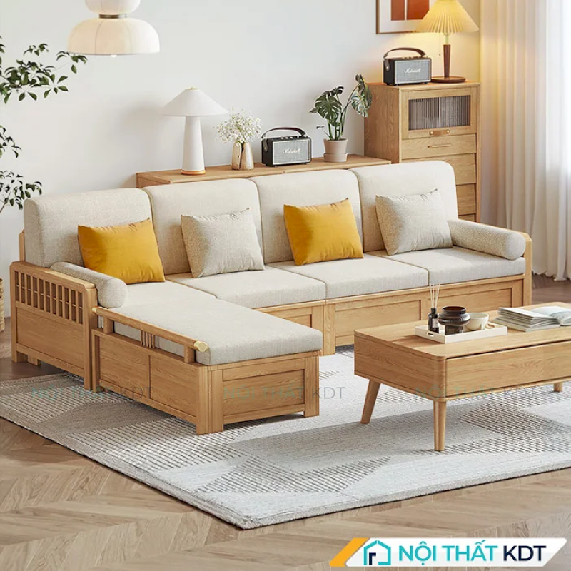 Ghế sofa trắng dài hợp mệnh Thủy S232 của Nội thất KDT