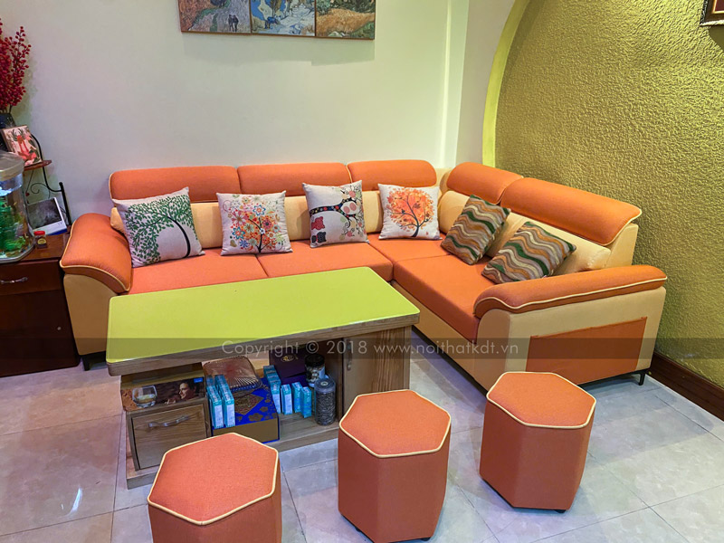 Ghế sofa vải nỉ góc L nhỏ gọn S110A của Nội thất KDT