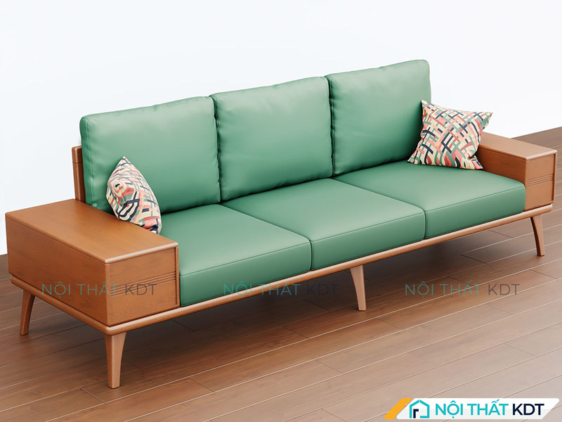 Ghế sofa văng gỗ màu xanh lá cây tay vịn chứa đồ S296V của Nội thất KDT