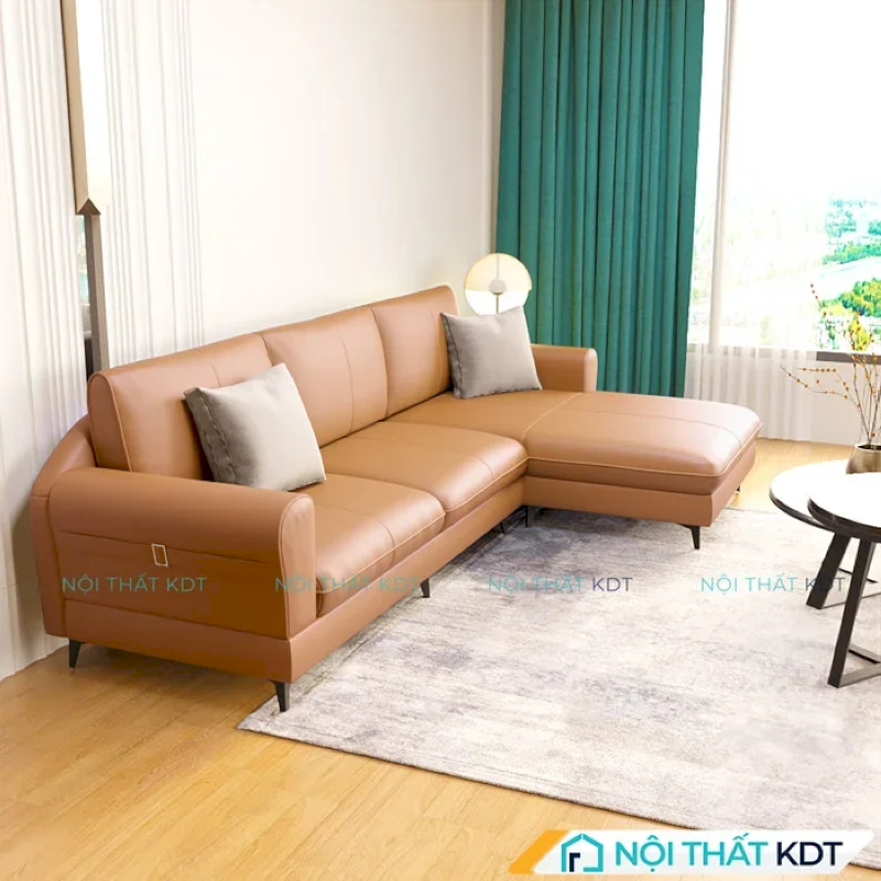 Nâng tầm đẳng cấp không gian với sofa da góc L S188 màu nâu da bò