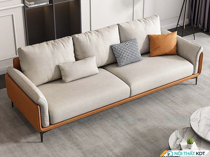 Sofa da văng S116 hiện đại, có đệm tay vịn của Nội thất KDT