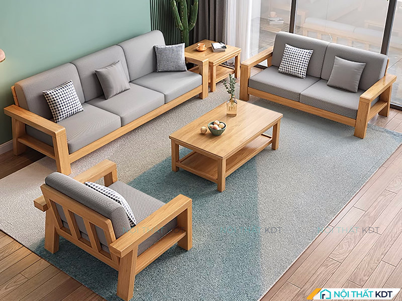 Sofa gỗ kiểu dáng đơn giản S333 của Nội thất KDT