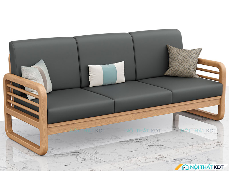 Sofa gỗ màu đen S175-V3 dáng văng hợp mệnh Mộc