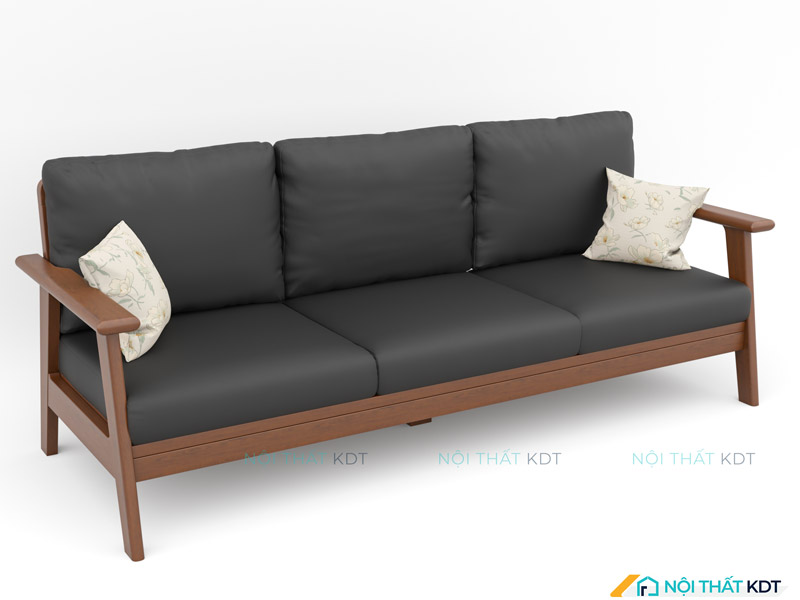 Sofa gỗ màu đen S176 dáng văng hợp mệnh Mộc