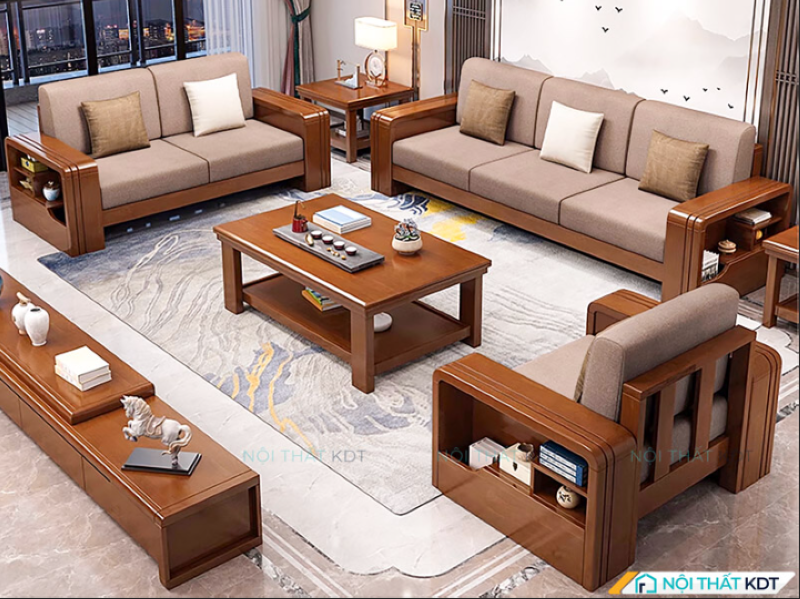 Sofa gỗ sồi Nga dáng chữ U S336 mang lại vẻ đẹp sang trọng, tinh tế