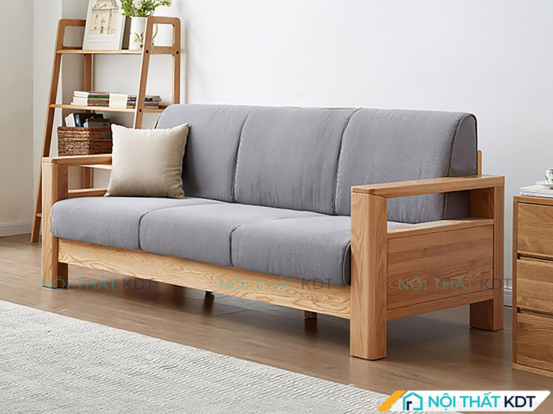 Sofa gỗ sồi Nga dáng văng S301 có kiểu dáng nhỏ gọn, tone màu sáng trẻ trung