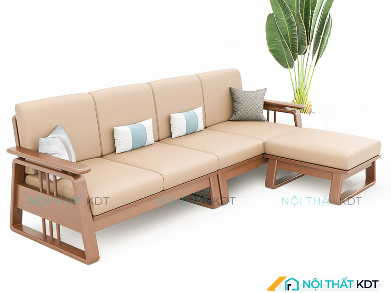 Sofa gỗ sồi Nga góc chữ L S370-L4 nổi bật của Nội thất KDT