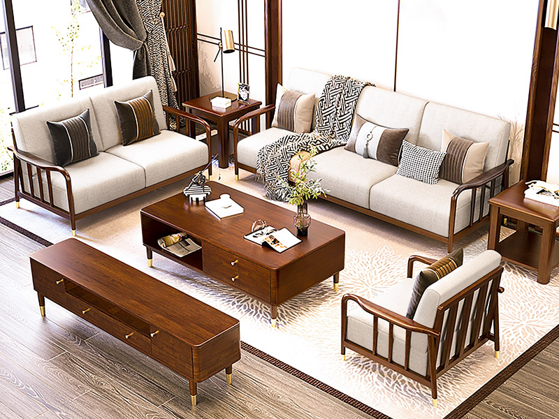 Sofa gỗ tay vịn uốn mềm mại S351 của Nội thất KDT