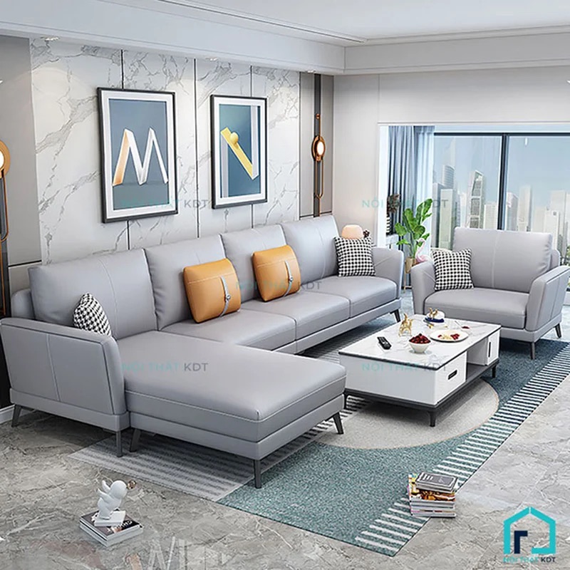 Sofa góc L S204 với thiết kế hiện đại, màu xám nhã nhặn, tạo nên một không gian sống đầy cảm hứng và thư thái