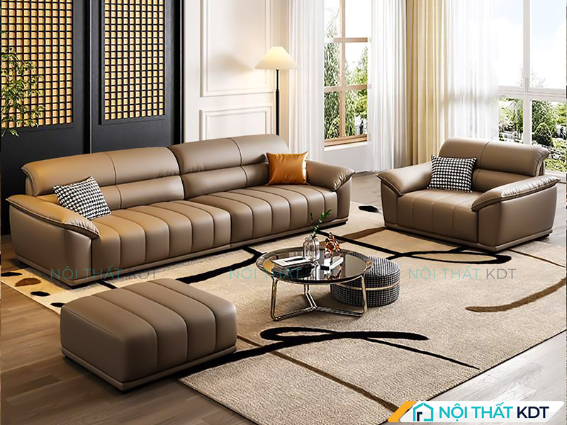 Sofa màu cà phê sữa là điểm tựa êm ái cho những khoảnh khắc nghỉ ngơi quý giá