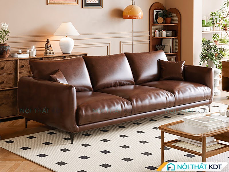Sofa màu óc chó S112 mang vẻ thanh lịch, dễ phối hợp cùng bàn trà kính