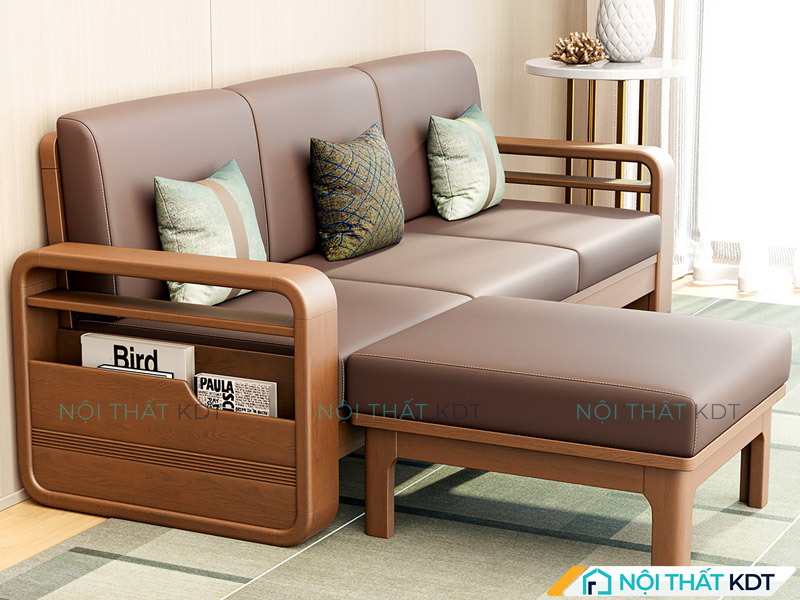 Sofa màu óc chó S178-L3 nổi bật với thiết kế tối giản, tôn lên đường vân gỗ tự nhiên