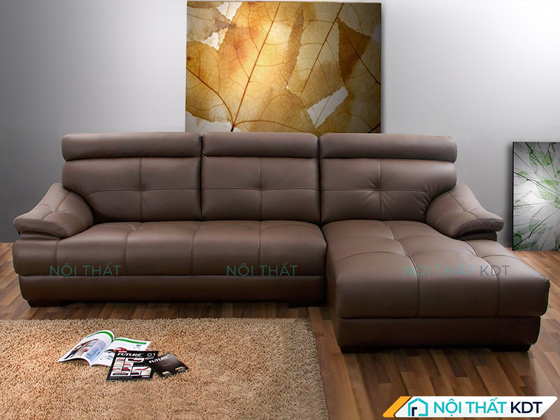 Sofa màu óc chó S208 tận dụng góc chết, giúp tối ưu diện tích