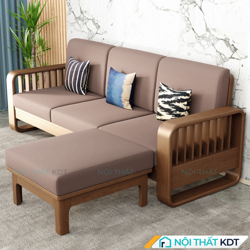 Sofa màu óc chó S274-L3 tạo lối đi rộng rãi, giúp căn phòng thông thoáng