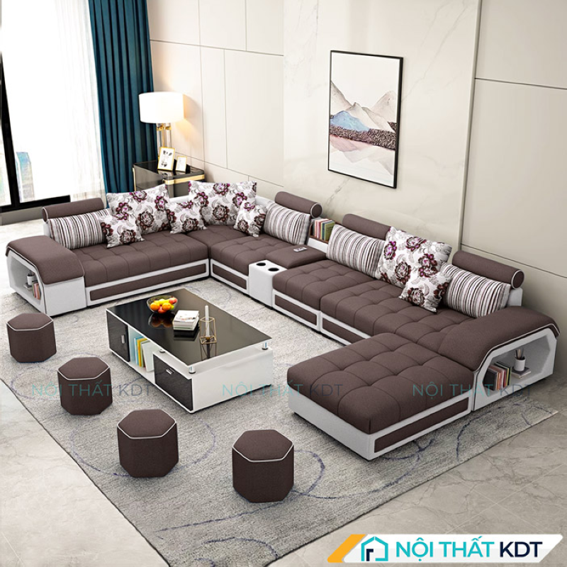 Sofa màu óc chó S29U tăng tính kết nối khi tiếp khách đông người